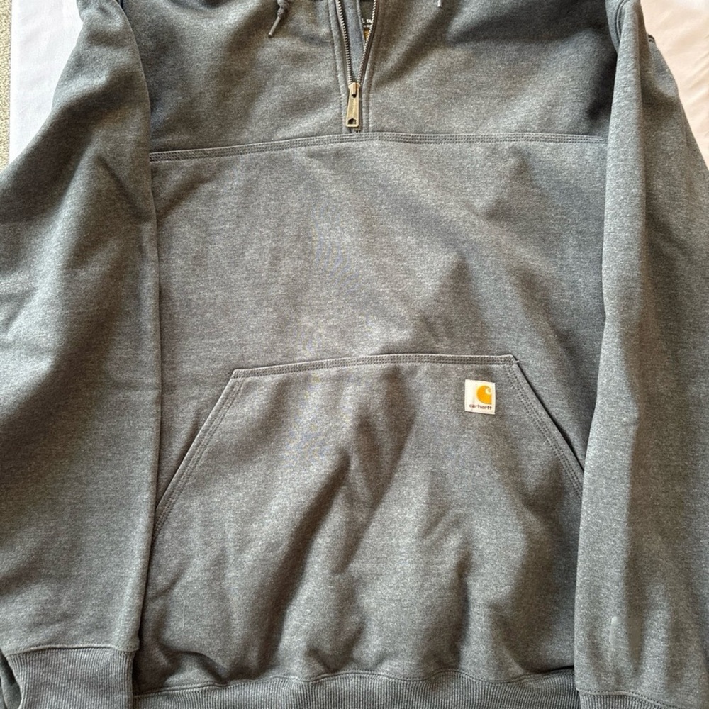 Carhartt Gray Quarter-Zip Hooded Sweatshirt - Picture 3 of 7